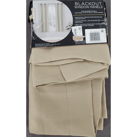 Eclipse Blackout Window Curtain Panels Tan 37in x 63in,‎ Set of 2 Panels New - Picture 2 of 3